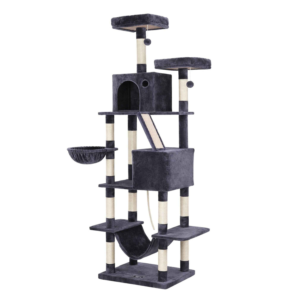 i.Pet Cat Tree Tower 206cm Large Scratching Post Furniture Scratcher House Grey