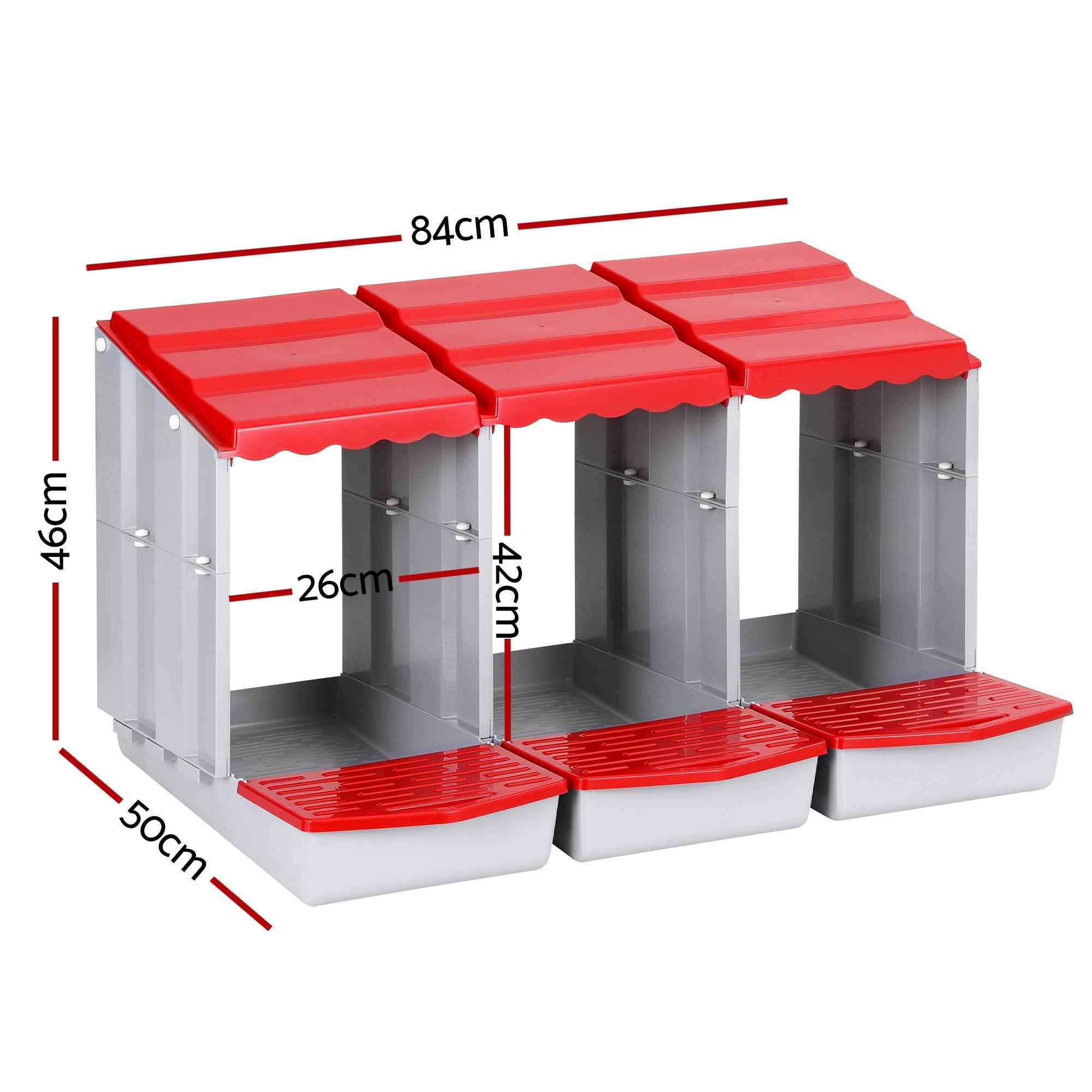 i.Pet Chicken Nesting Box 3 Hole Roll Away Poultry Hen Laying Egg Hutch Red