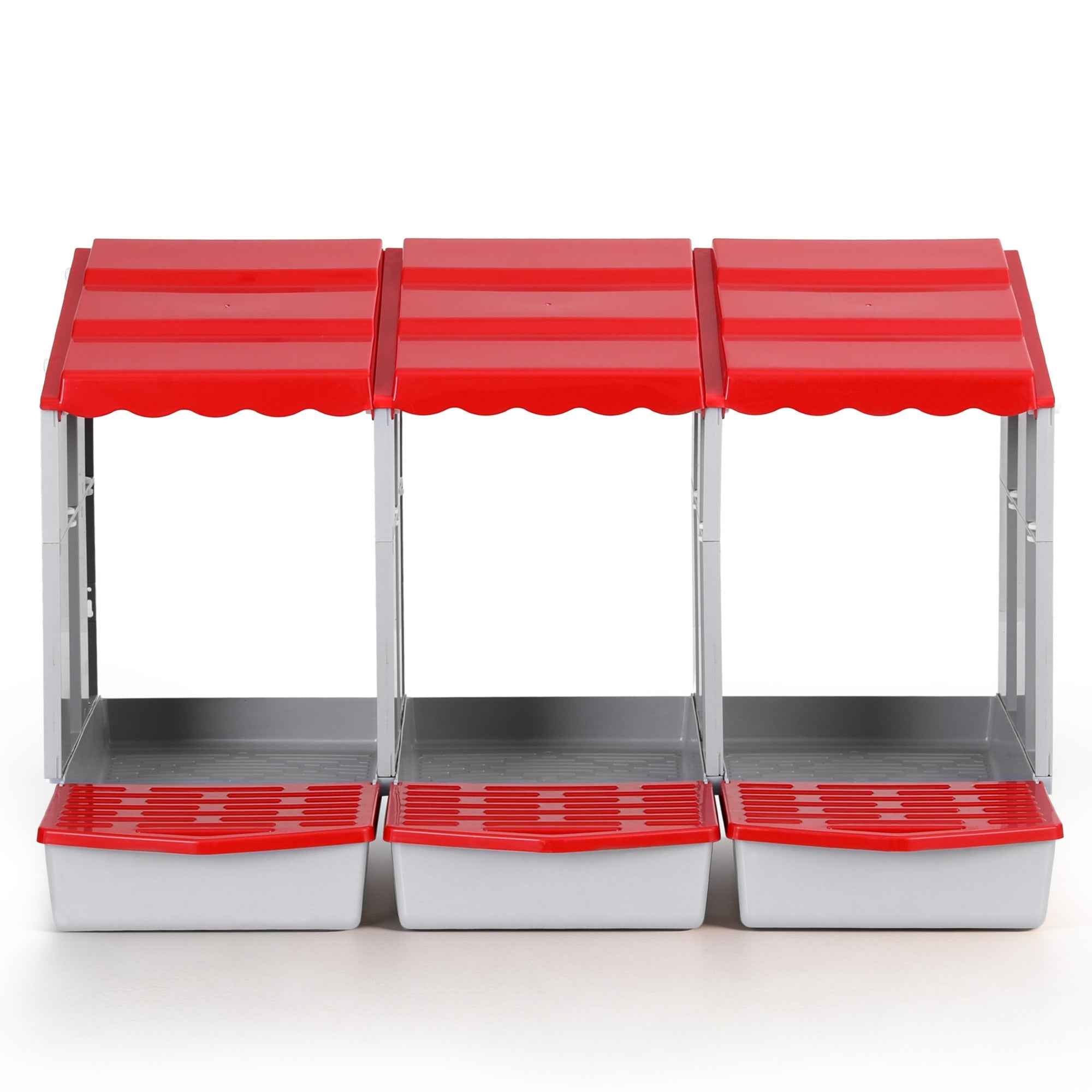 i.Pet Chicken Nesting Box 3 Hole Roll Away Poultry Hen Laying Egg Hutch Red