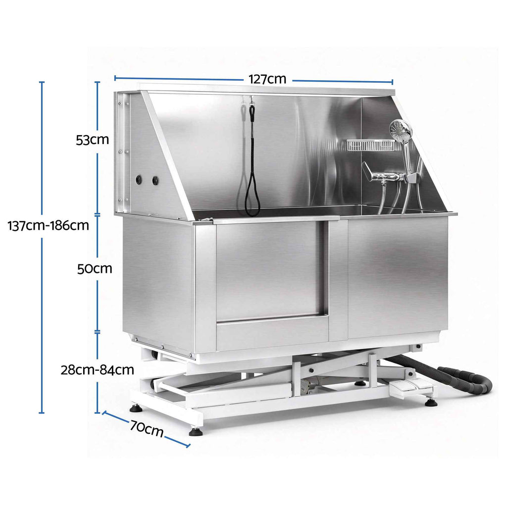 i.Pet Electric Pet Bath Tub Dog Grooming Stainless Steel Wash Station 127cm