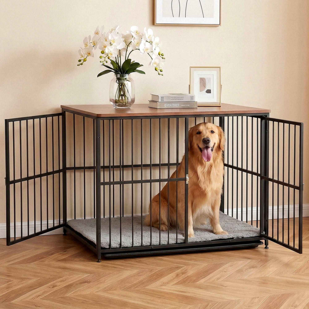 i.Pet Extra Large Dog Crate Furniture 107cm Dog Cage Puppy Pet Wooden Black