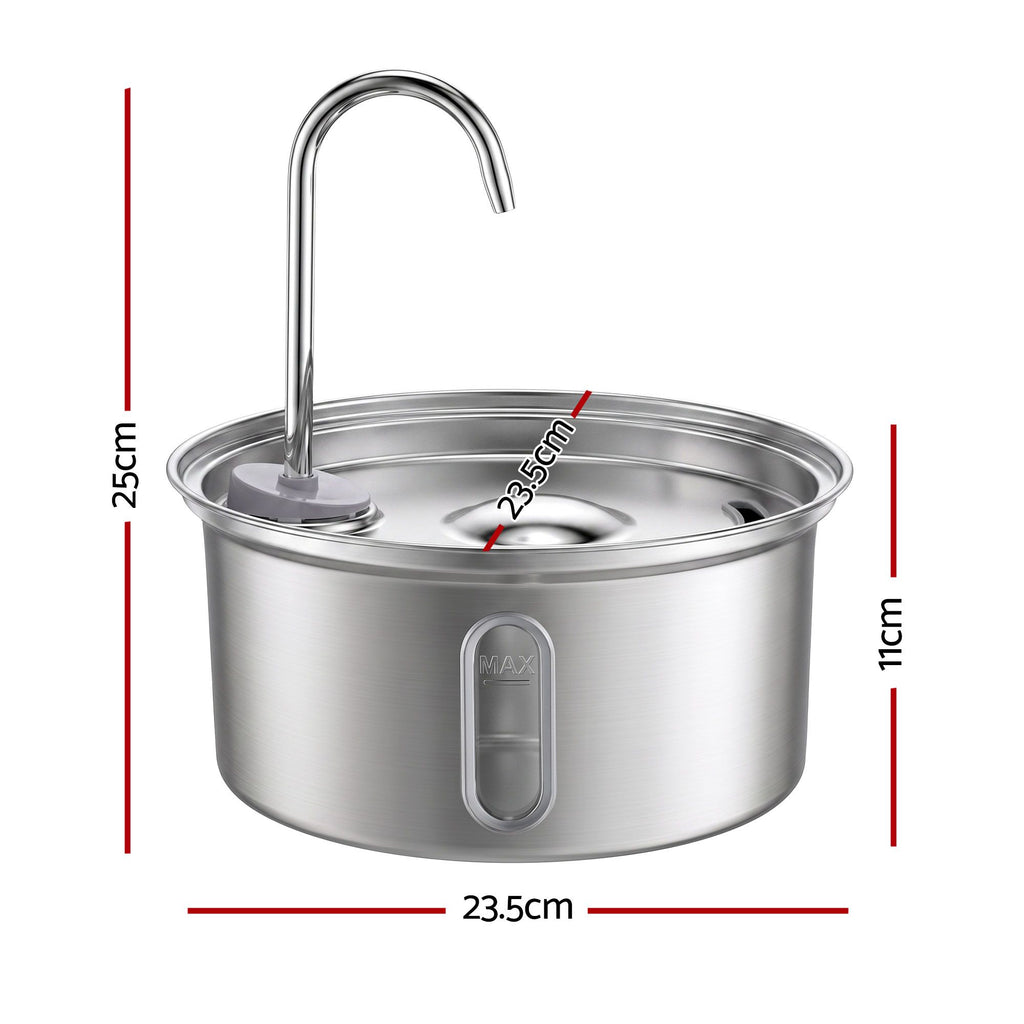 i.Pet 3.2L Cat Water Fountain Pet Feeder Dog Drinking Dispenser 304 Stainless Steel
