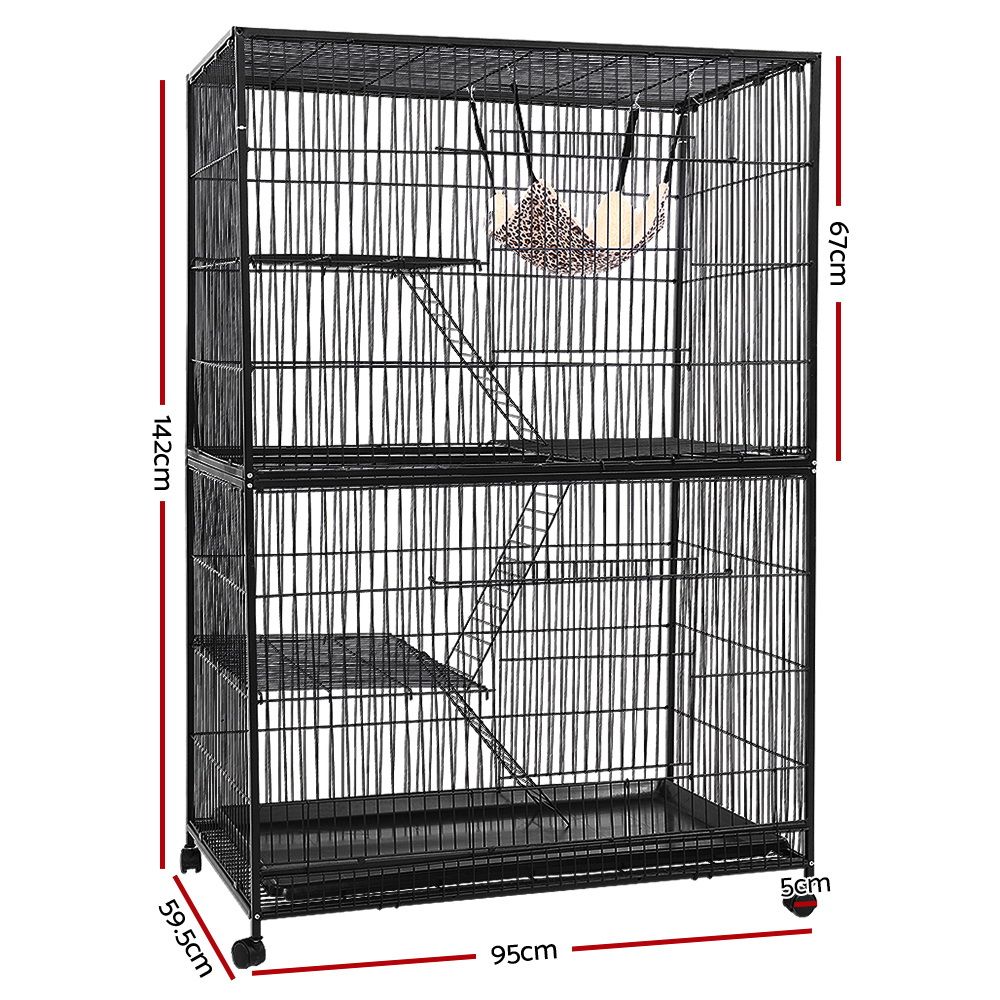 Jaula para conejos i.Pet de 142 cm, 4 niveles, para pájaros, cobayas, hurones