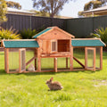 i.Pet - Gallinero para conejos, 220 cm x 44 cm x 84 cm, jaula grande de madera para exteriores