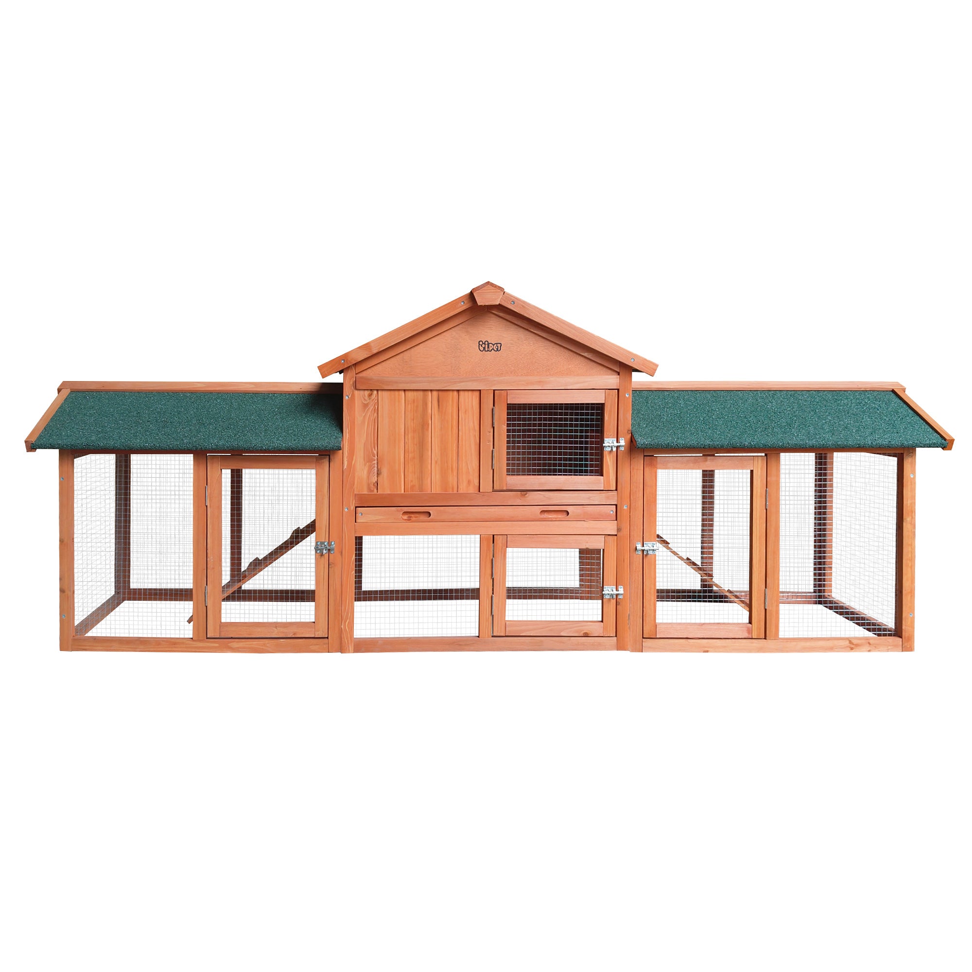 i.Pet - Gallinero para conejos, 220 cm x 44 cm x 84 cm, jaula grande de madera para exteriores