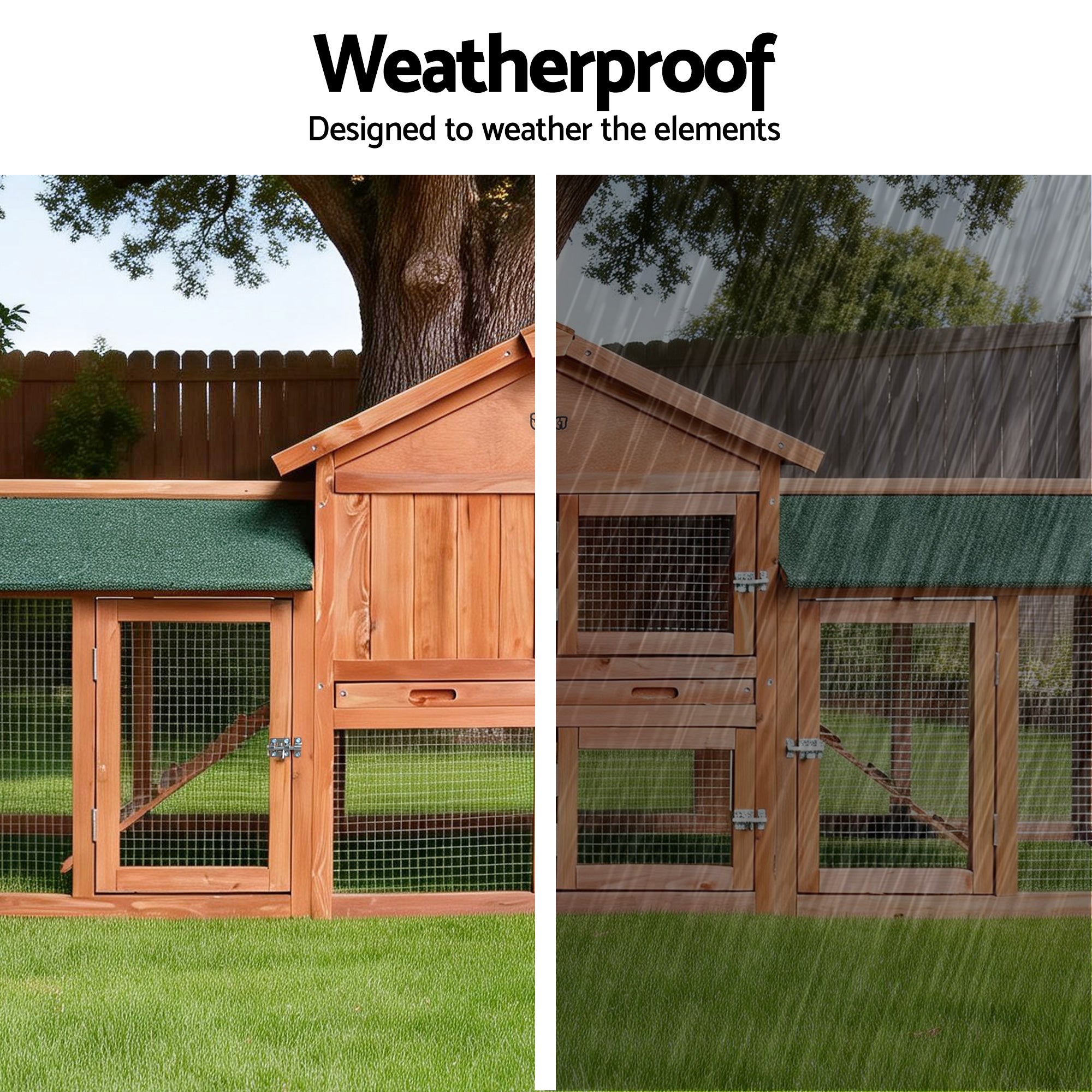 i.Pet - Gallinero para conejos, 220 cm x 44 cm x 84 cm, jaula grande de madera para exteriores
