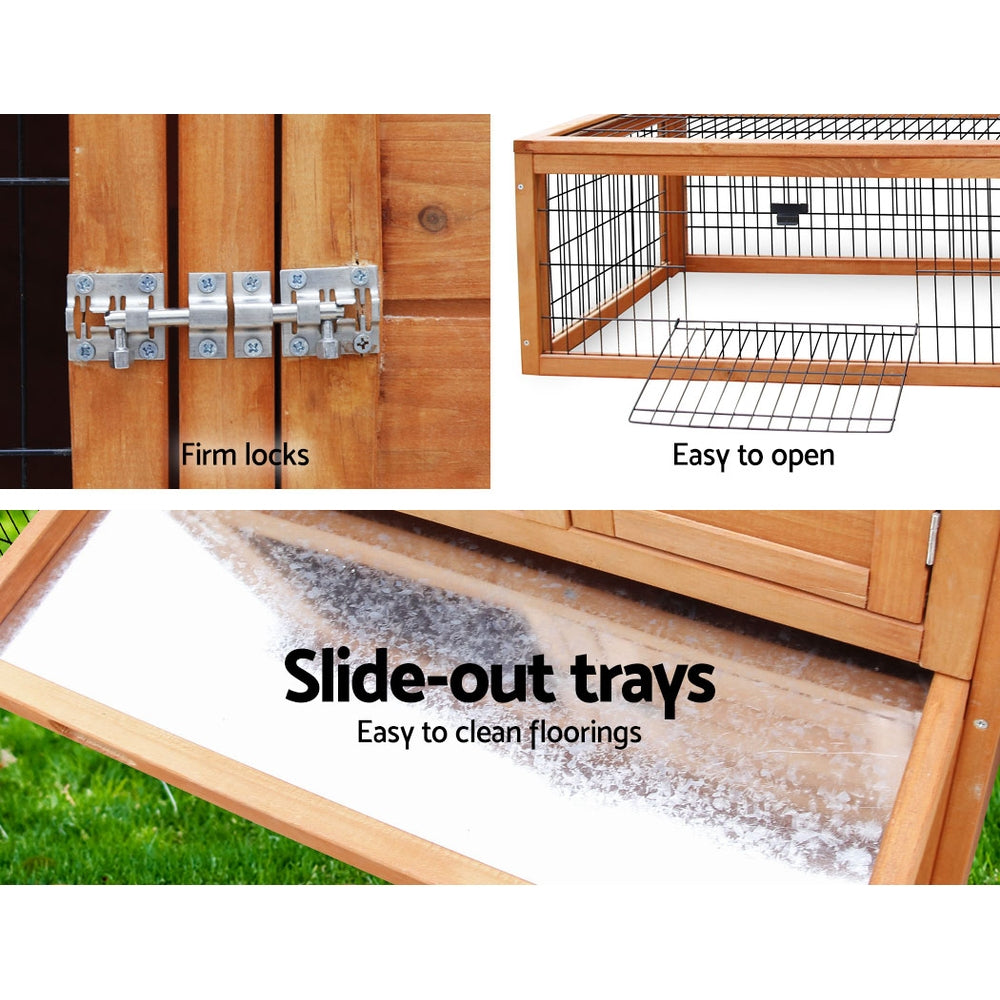 i.Pet Chicken Coop 155cm x 49cm x 90cm Rabbit Hutch Large Run Wooden Cage House Outdoor