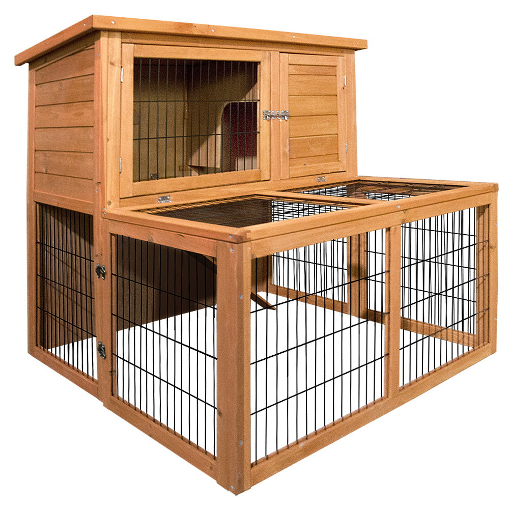 i.Pet Chicken Coop Rabbit Hutch 96cm x 96cm x 100cm Large Chicken Coop Run Wooden Cage Outdoor House