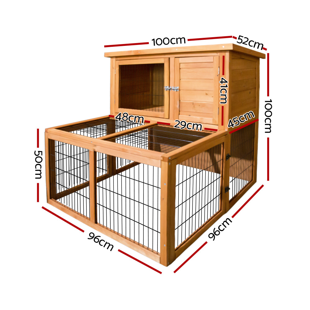 i.Pet Chicken Coop Rabbit Hutch 96cm x 96cm x 100cm Large Chicken Coop Run Wooden Cage Outdoor House