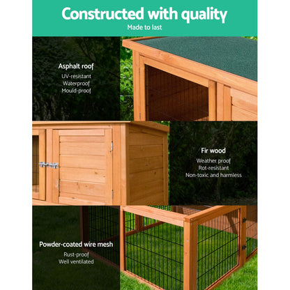 i.Pet Chicken Coop Rabbit Hutch 96cm x 96cm x 100cm Large Chicken Coop Run Wooden Cage Outdoor House