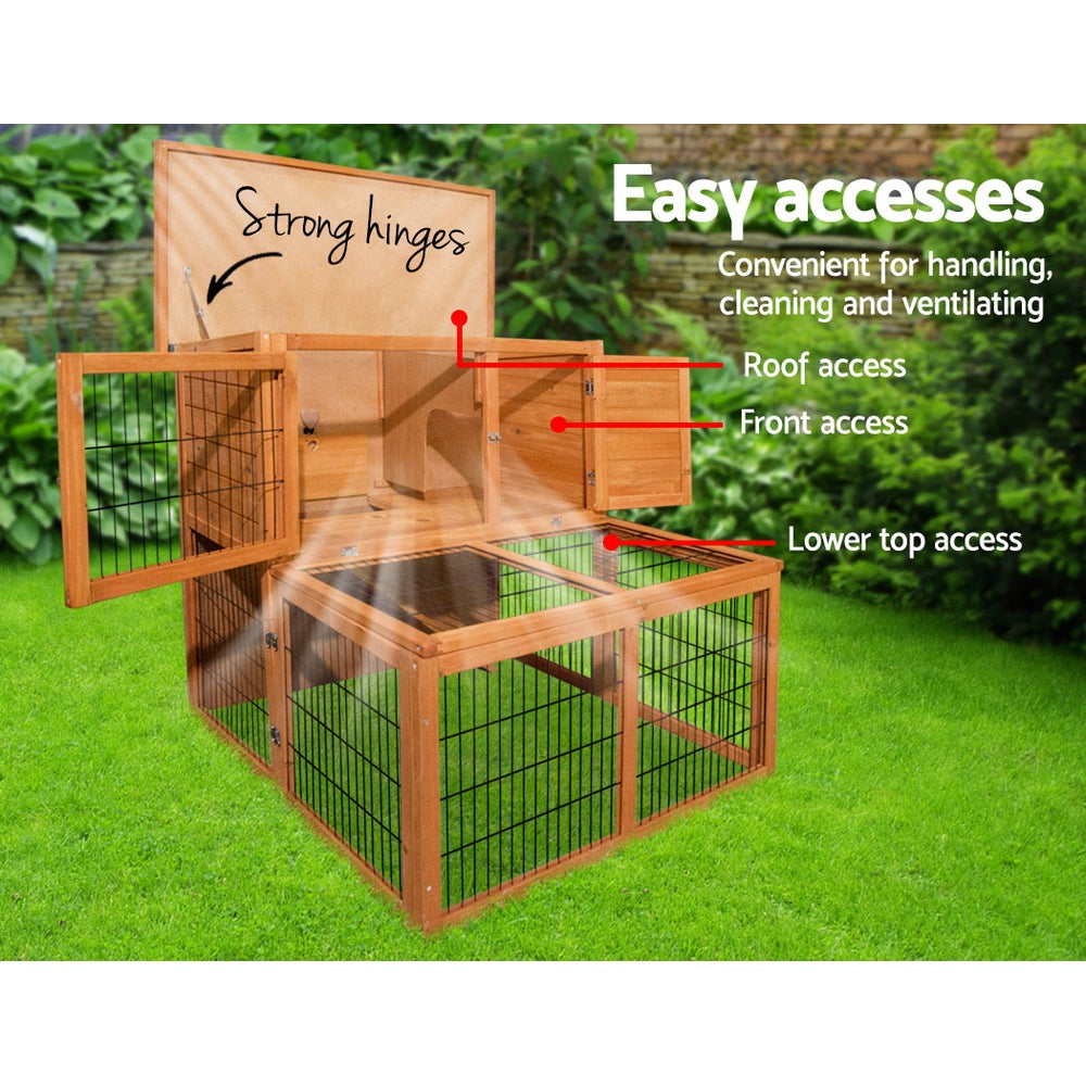 i.Pet Chicken Coop Rabbit Hutch 96cm x 96cm x 100cm Large Chicken Coop Run Wooden Cage Outdoor House