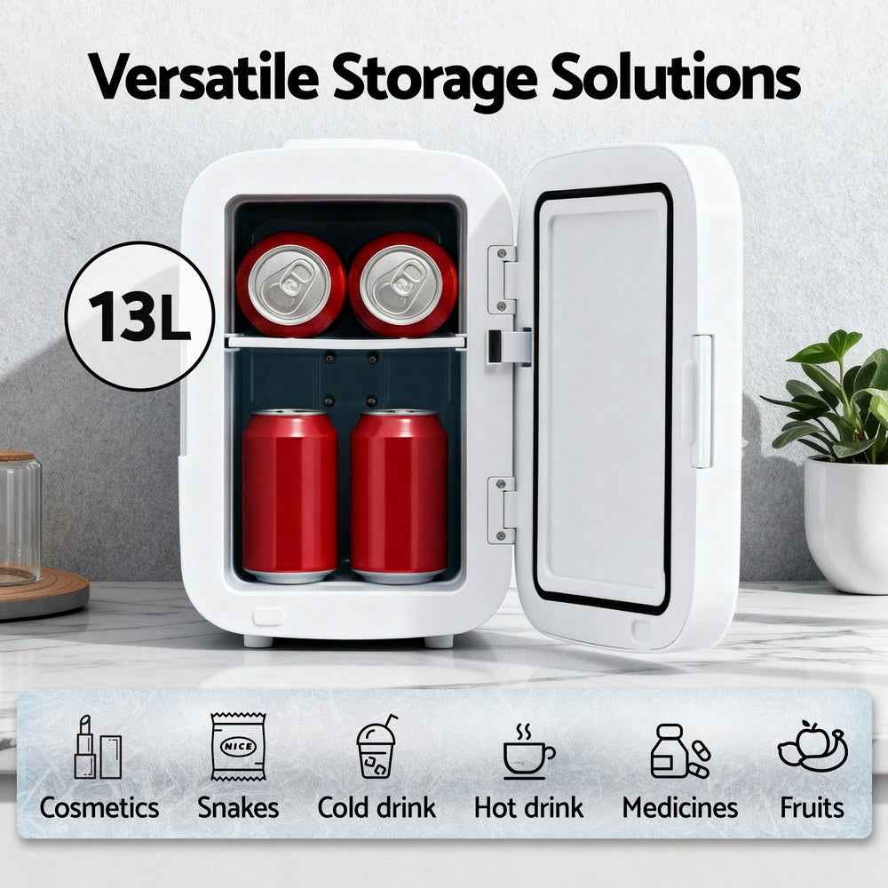 Glacio Mini Fridge Portable 13L White Electric Cooler Warmer 12V 220V