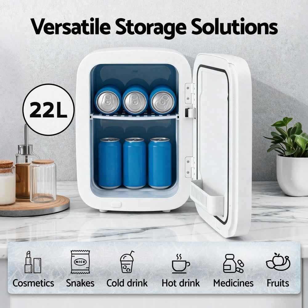 Glacio Mini Fridge Portable 22L White Electric Cooler Warmer Car Office 12V 220V