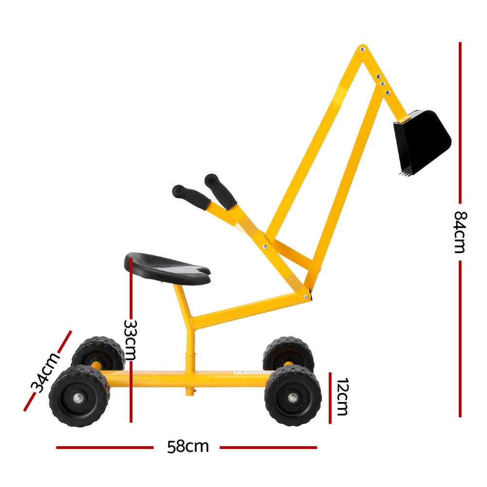 Excavadora para niños Keezi Kids con asiento giratorio, arenero, color amarillo