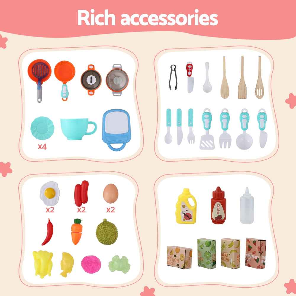 Keezi Kids Kitchen Pretend Play Set Cooking Sound Steam Light Function