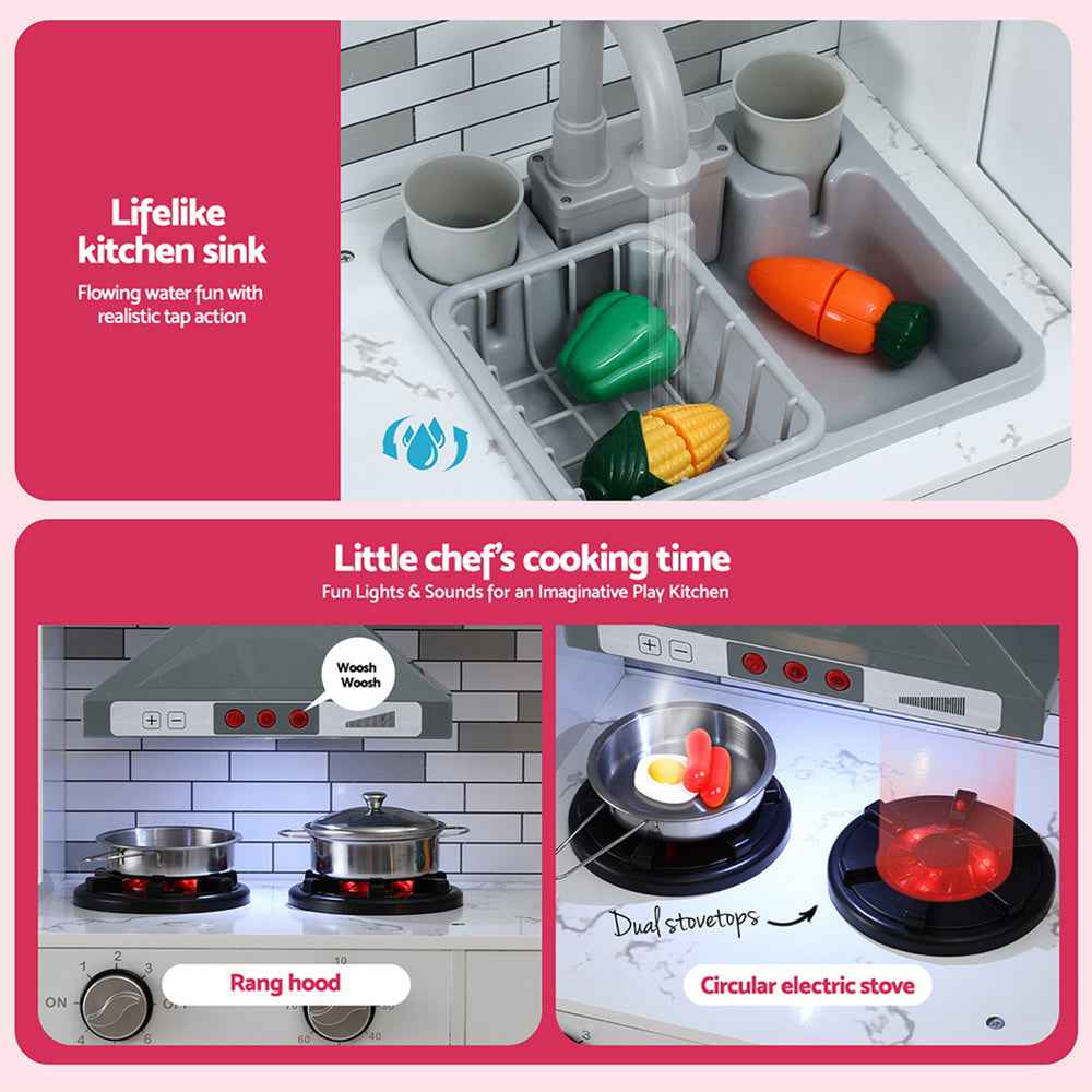 Keezi Kids Kitchen Playset 2-Piece Wooden Pretend Play Coffee Maker Toy 100CM Pink