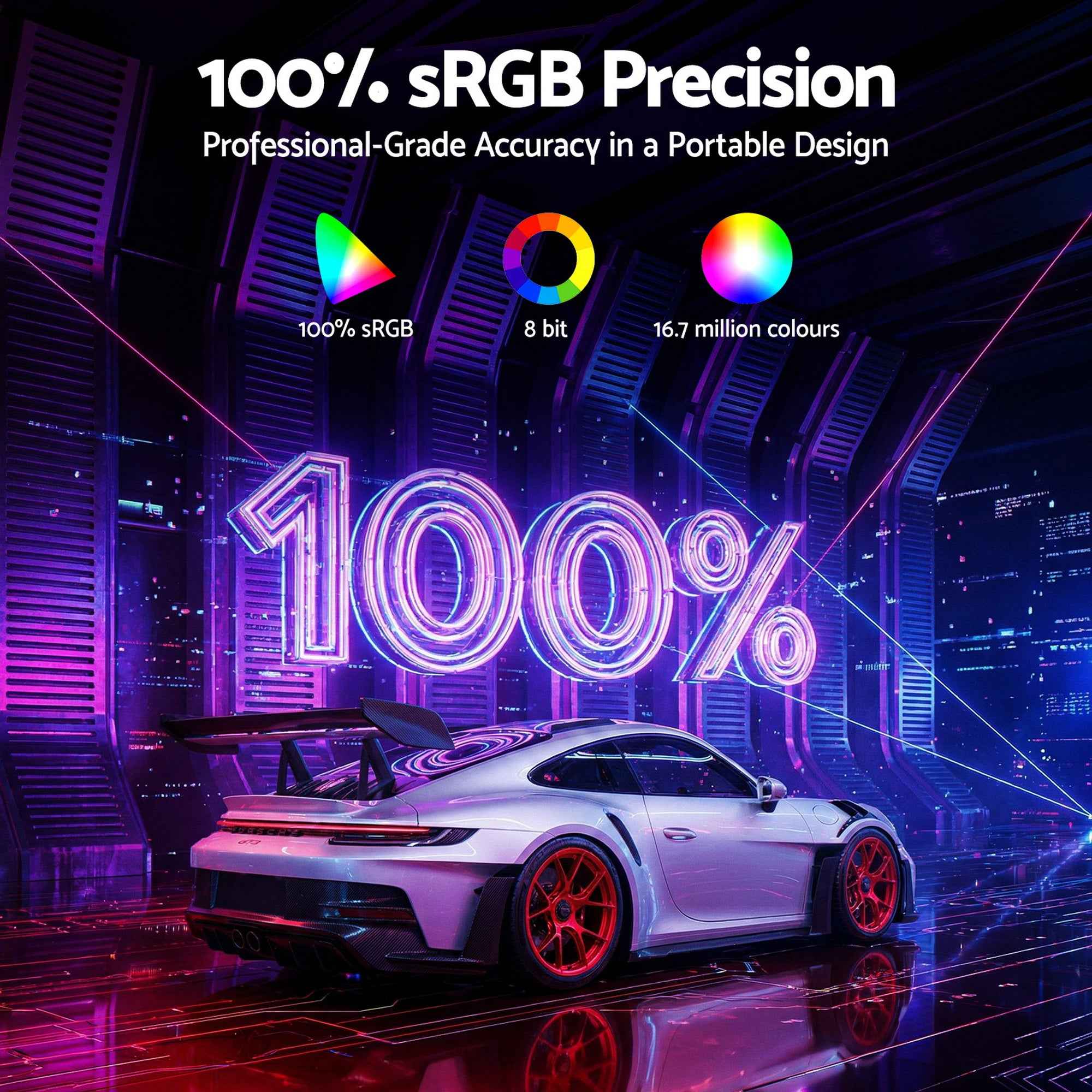 Devanti Portable Monitor Laptop Extender USB C Travel Display 16 Inch Black