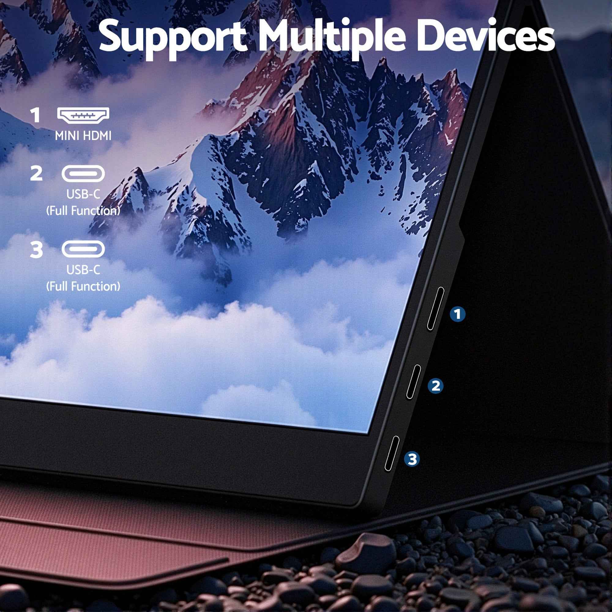 Devanti 15.6 Inch Portable Monitor FHD 1080P IPS USB-C HDMI Gaming Laptop Screen