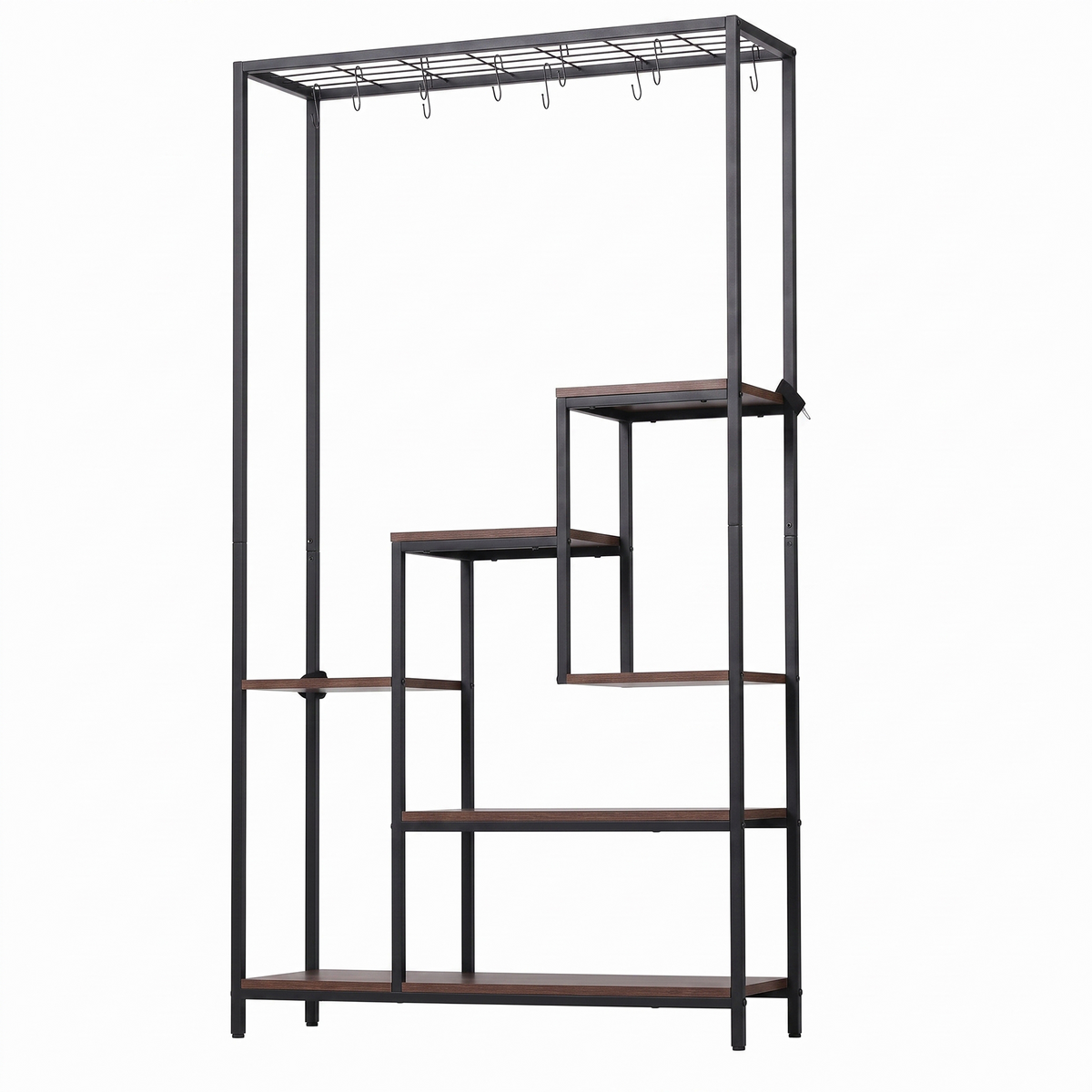 Artiss Tall Plant Stand Indoor, 6-Tier Pot Plant Shelf with Hanging Hooks, Metal & Wooden Flower Holder, Large Tiered Display Rack for Patio Garden Balcony Living Room, Indoor Outdoor Use