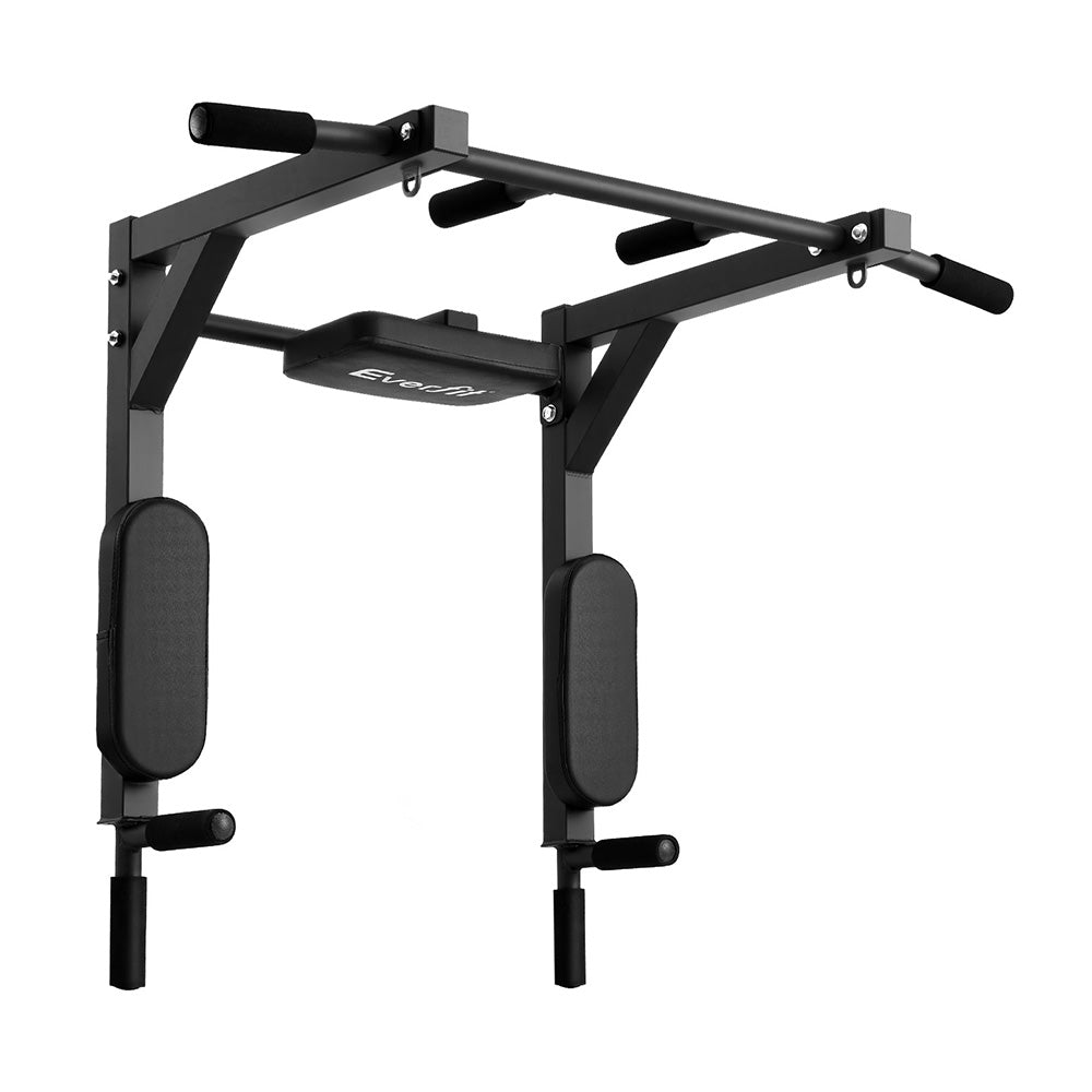 Everfit Pull Up Bar Dip Station Multi Gym 150kg Home Power Station Black Red - YDS.com.au