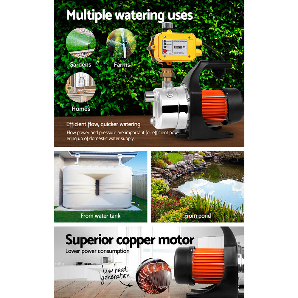 Bomba de agua de jardín de alta presión Giantz de 1500 W con controlador automático