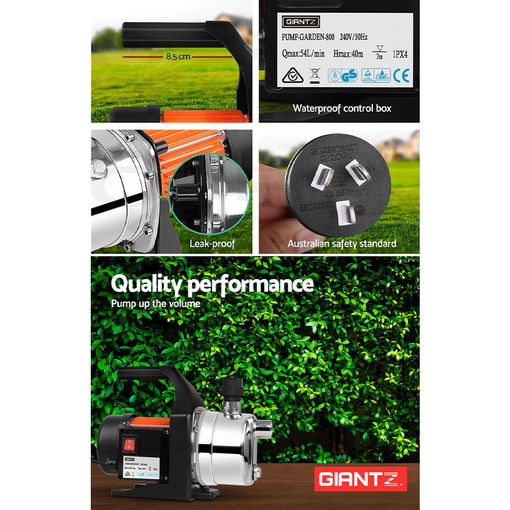 Giantz Garden Water Pump High Pressure 800W Max Tank Rain Farm Irrigation House