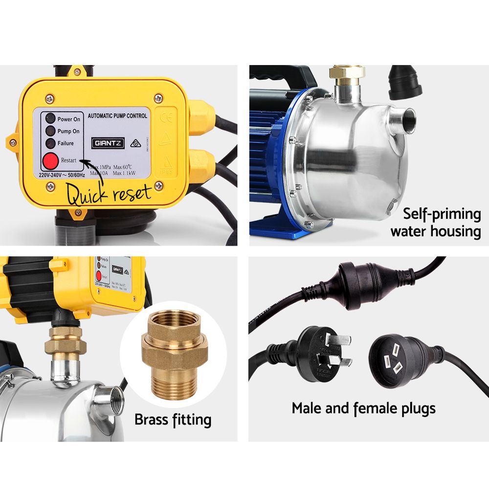 Giantz Garden Water Pump Jet High Pressure Controller Stage Irrigation Max. 4600L/H