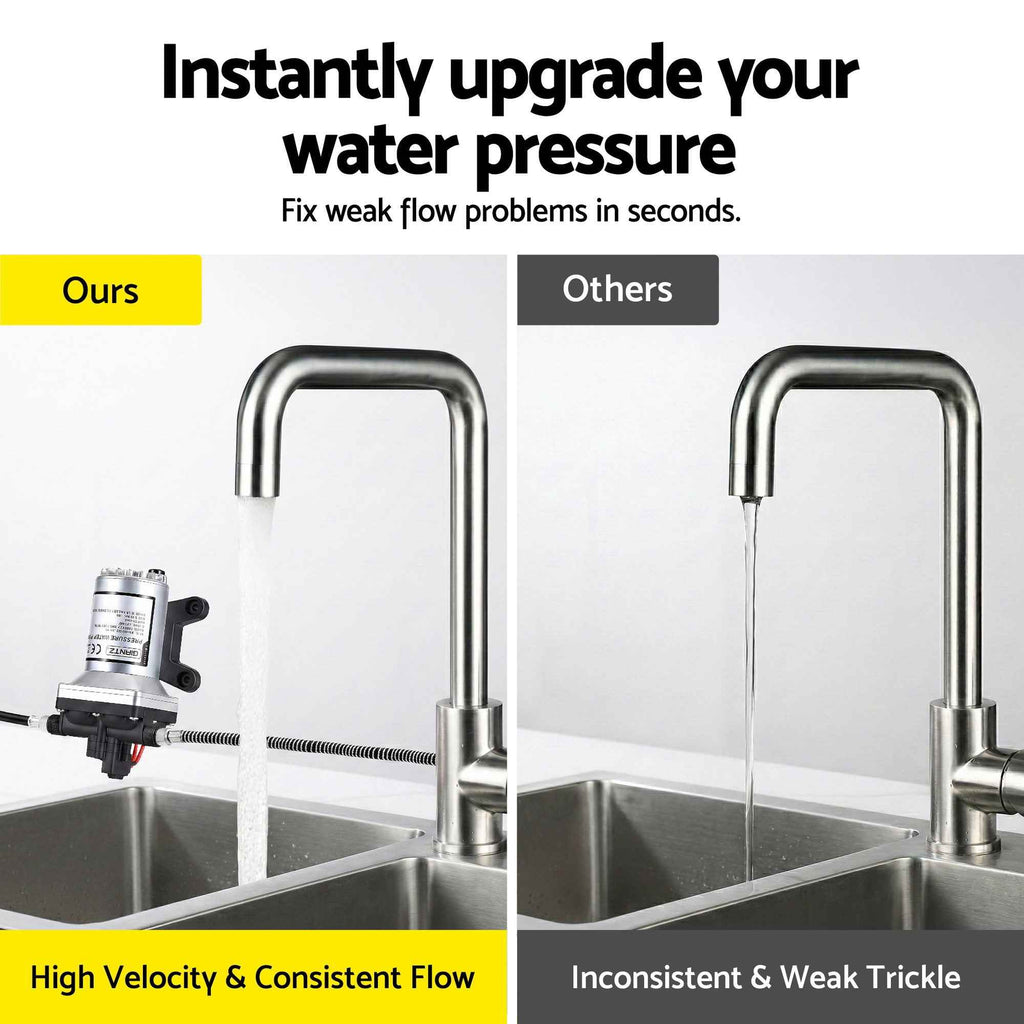 Giantz 12V DC Water Pump, 11.3LPM 55PSI 3 GPM Self-Priming RV Water Pressure Pump with Automatic Pressure Switch, for RV Marine Camping Yacht Garden Fresh Water Diaphragm, 2088-554-144 Replacement