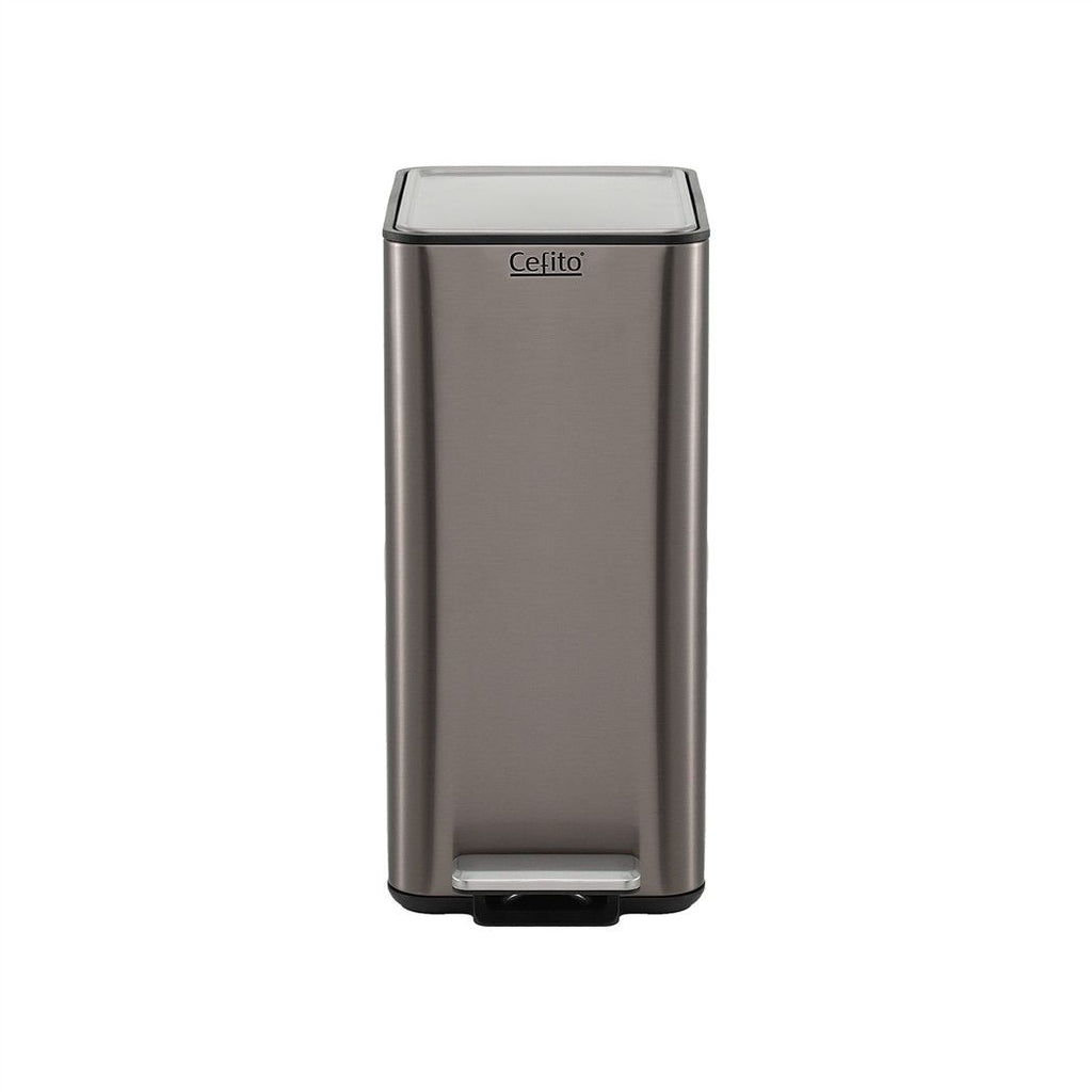 Cefito 15L Pedal Rubbish Bin Slim Carbon Steel Garbage Bin for Home Grey