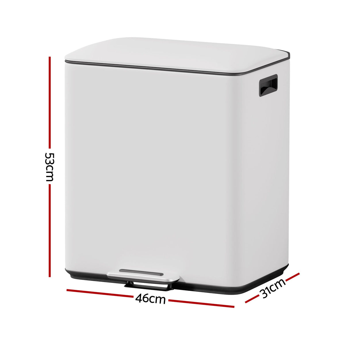 Cefito Pedal Bins Rubbish Bin Dual Compartment Waste Recycle Dustbins 40L White
