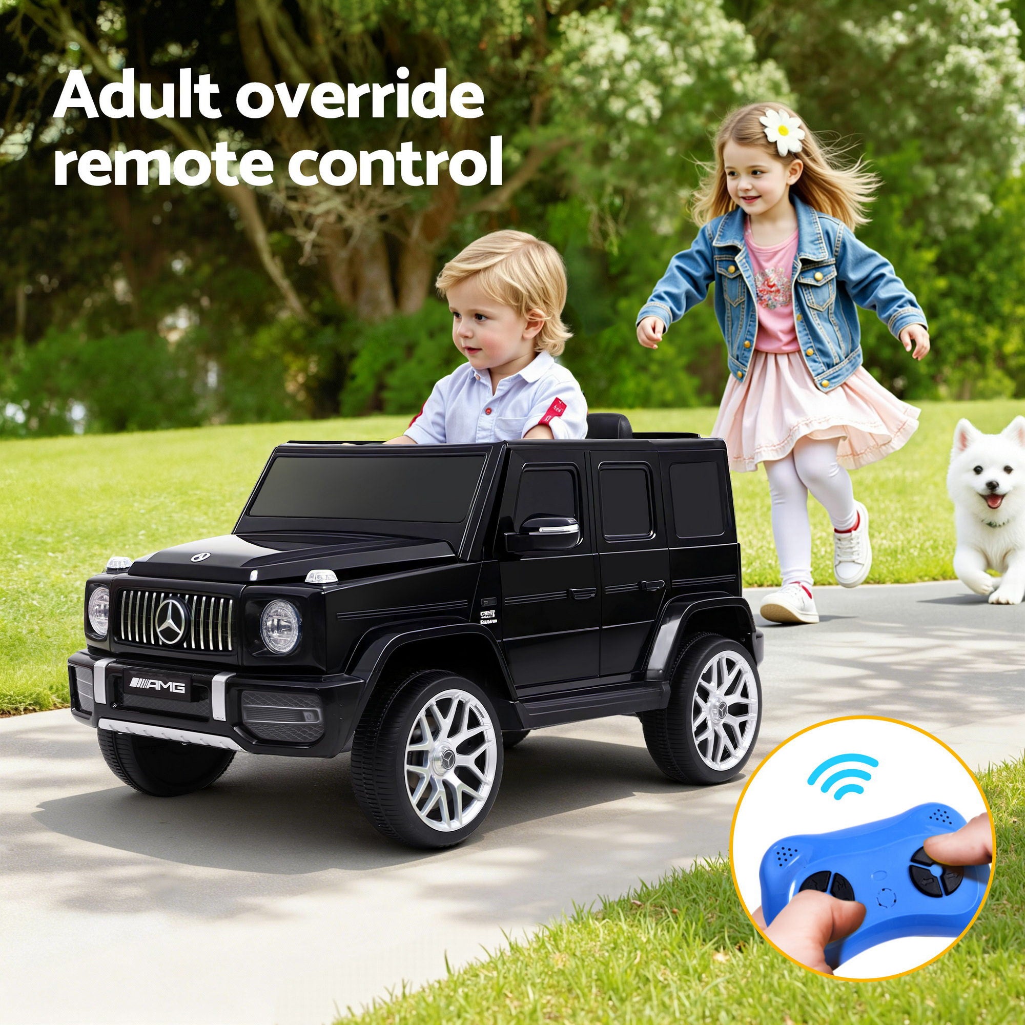 Coche eléctrico para niños Mercedes-Benz AMG G63 con licencia, 12 V, color negro