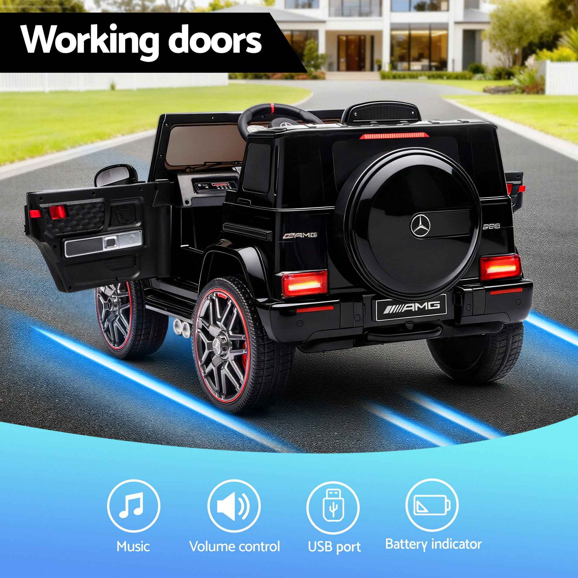 Kids Electric Ride On Car G63 Toy Cars Remote Control Black