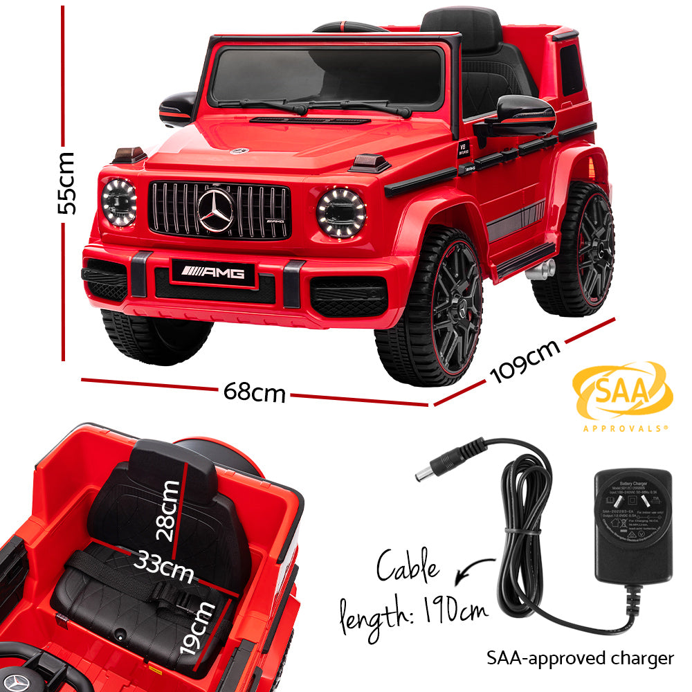 Coche eléctrico para niños Mercedes-Benz AMG G63 con licencia, coche de juguete con mando a distancia, color rojo