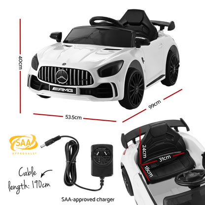 Kids Electric Ride On Car Mercedes-Benz AMG GTR Licensed Toy Cars Remote White