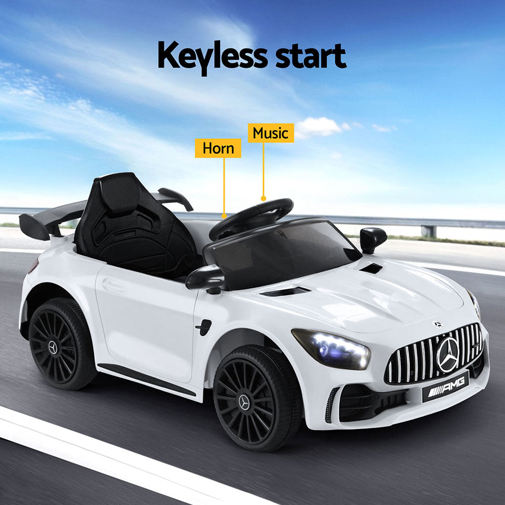 Kids Electric Ride On Car Mercedes-Benz AMG GTR Licensed Toy Cars Remote White