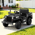 Rigo Kids - Coche eléctrico todoterreno militar Jeep con control remoto, 12 V, color negro