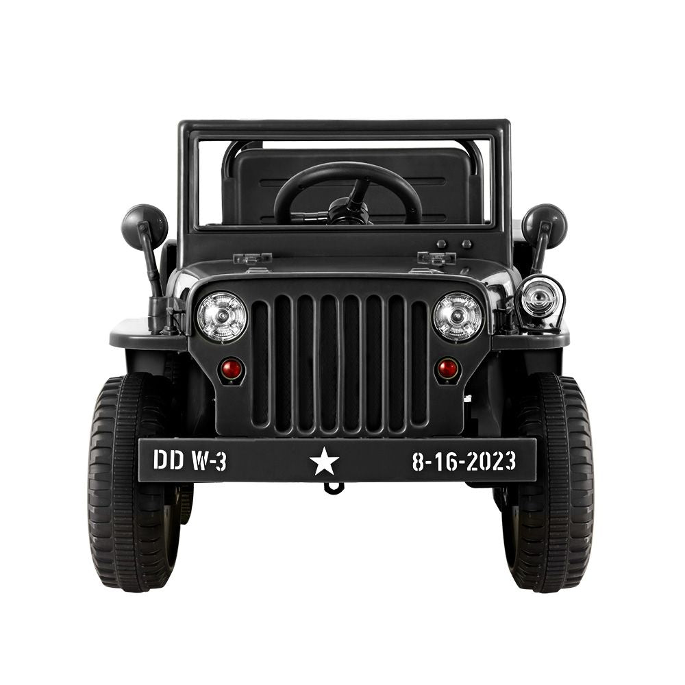 Rigo Kids - Coche eléctrico todoterreno militar Jeep con control remoto, 12 V, color negro