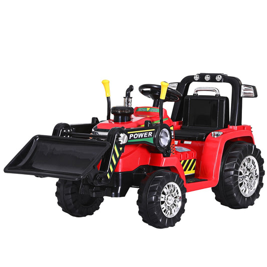 Rigo Kids - Coche eléctrico para montar con excavadora y cargadora, control remoto, 6 V, color rojo