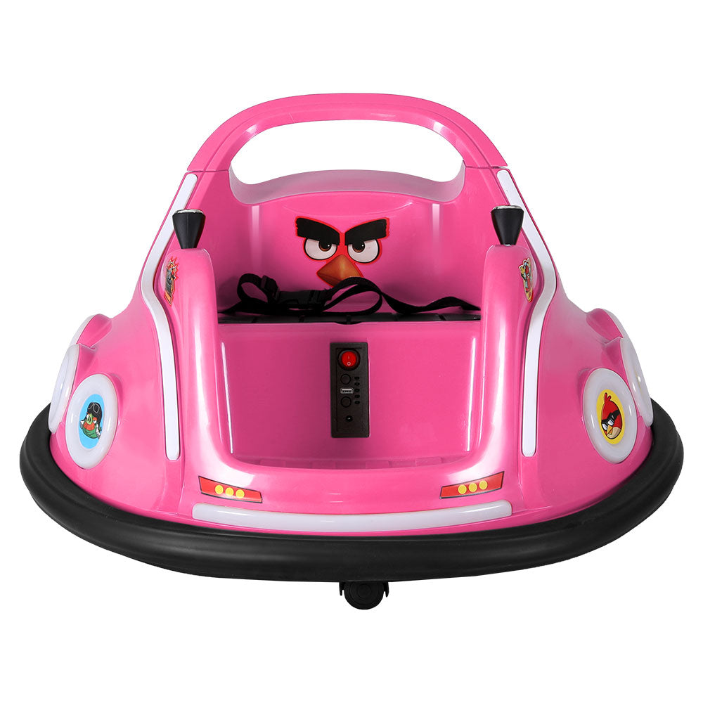 Coche de juguete eléctrico para niños con parachoques y luz, con control remoto, de Angry Birds, color rosa