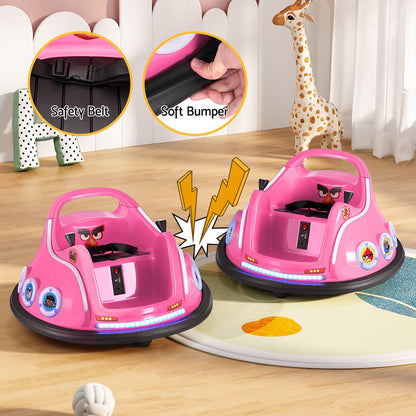 Coche de juguete eléctrico para niños con parachoques y luz, con control remoto, de Angry Birds, color rosa