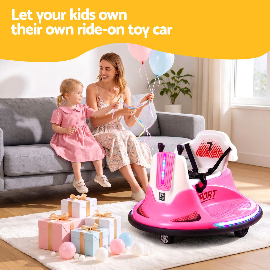 Rigo Ride on Cars Kids Bumper 12V Ride on Toy Toddler Remote Control Pink