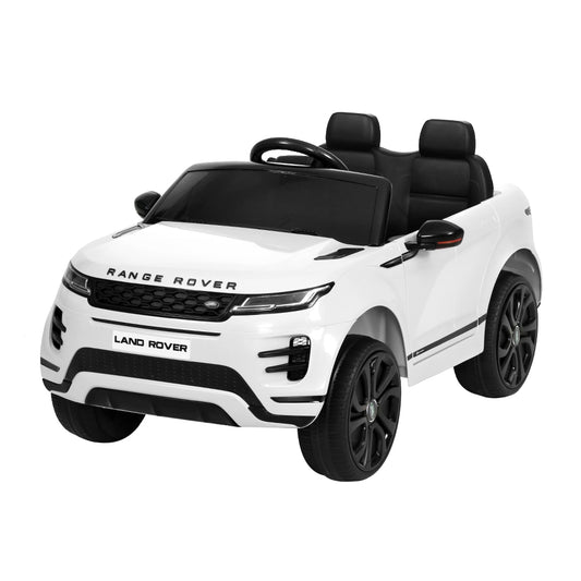 Coche eléctrico para niños con licencia Land Rover, coche de juguete con mando a distancia, batería de 12 V, color blanco