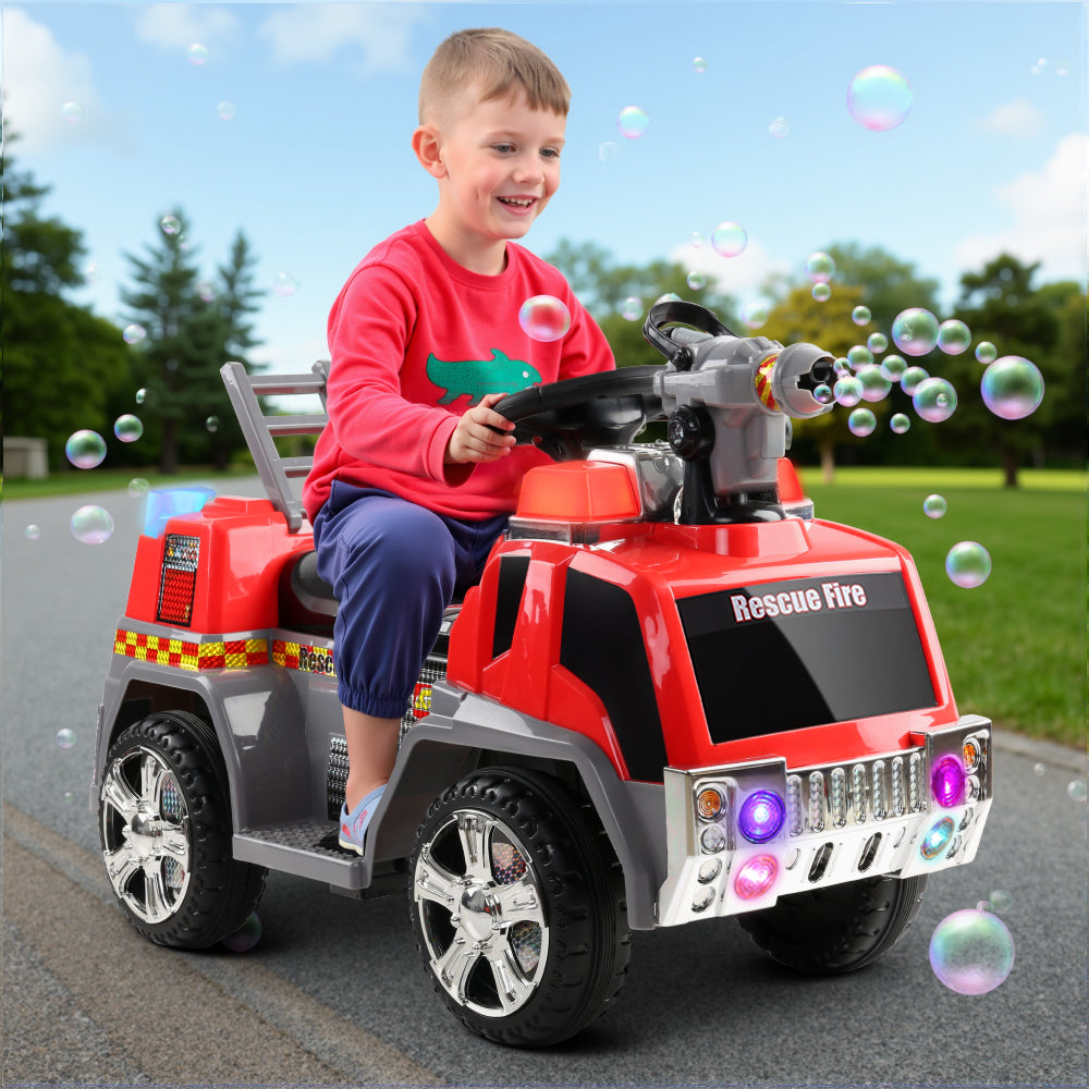 Coche eléctrico para niños Rigo Kids, camión de bomberos, coches de juguete de 6 V, color rojo