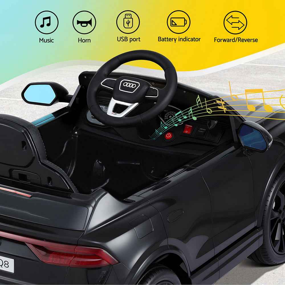 Kids Ride On Car Licensed RSQ8 Electric Toy Black Remote 12V Cars Black