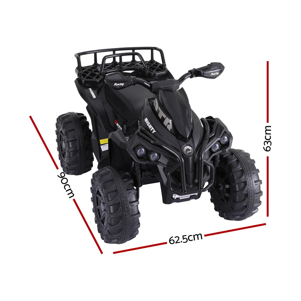 Rigo Kids Ride On Car ATV Quad Moto Rack de almacenamiento Juguetes eléctricos 12V Negro