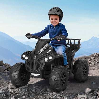 Rigo Kids Ride On Car ATV Quad Moto Rack de almacenamiento Juguetes eléctricos 12V Negro