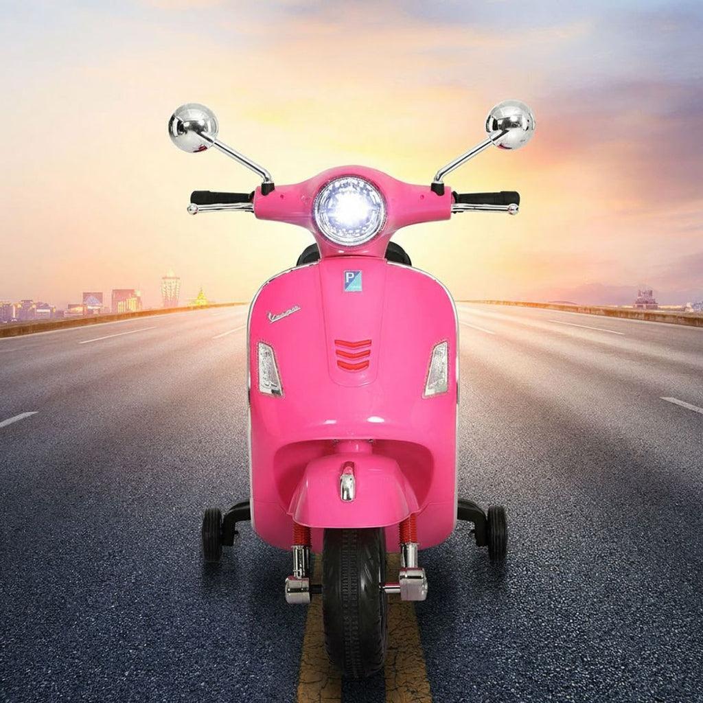 Coche para niños, motocicleta, scooter con licencia VESPA, juguetes eléctricos, color rosa