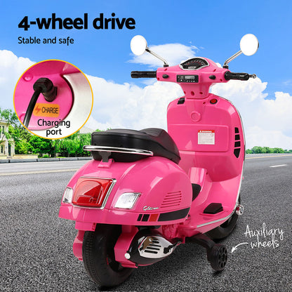 Kids Ride On Car Motorcycle Motorbike VESPA Licensed Scooter Electric Toys Pink