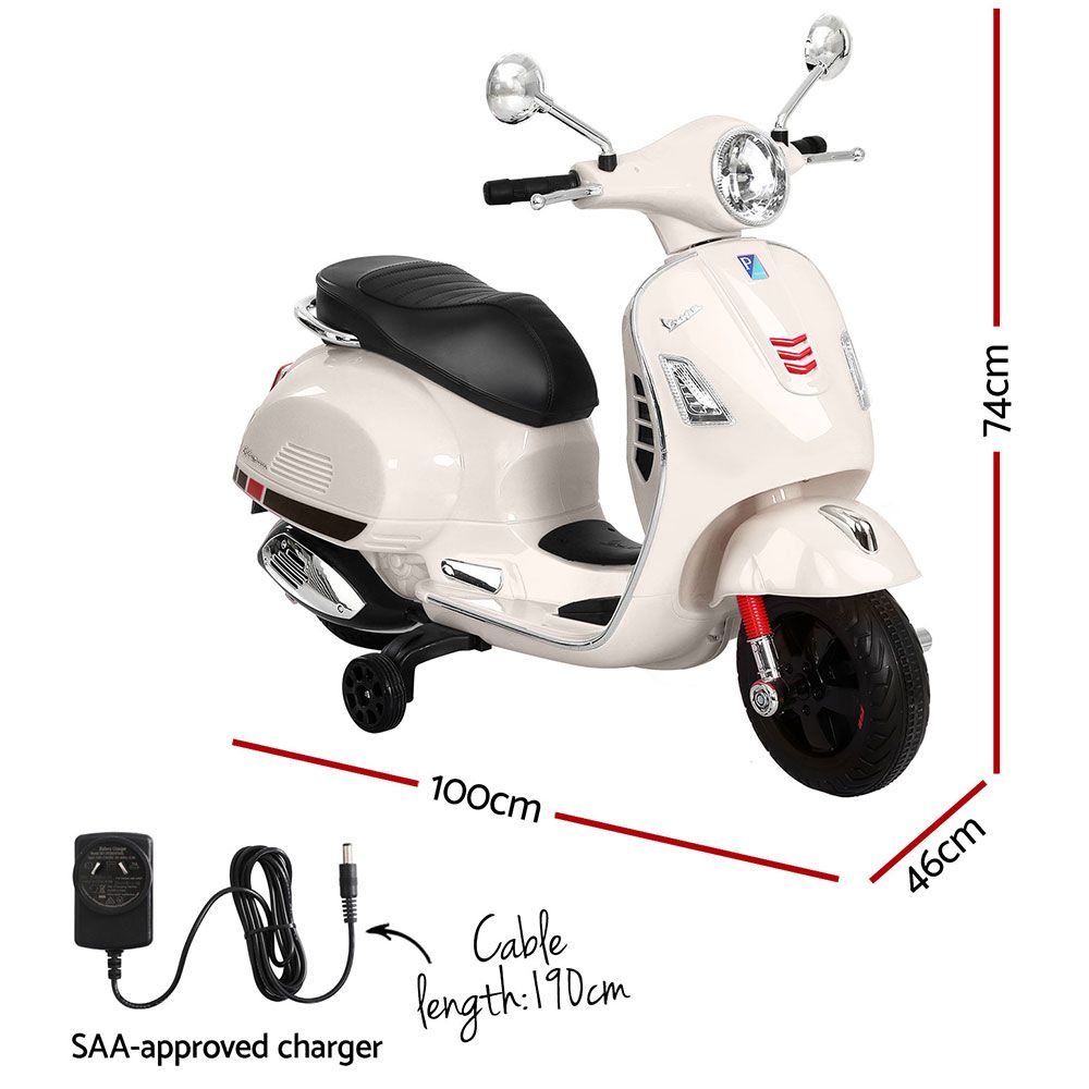Kids Ride On Car Motorcycle Motorbike VESPA Licensed Scooter Electric Toys White