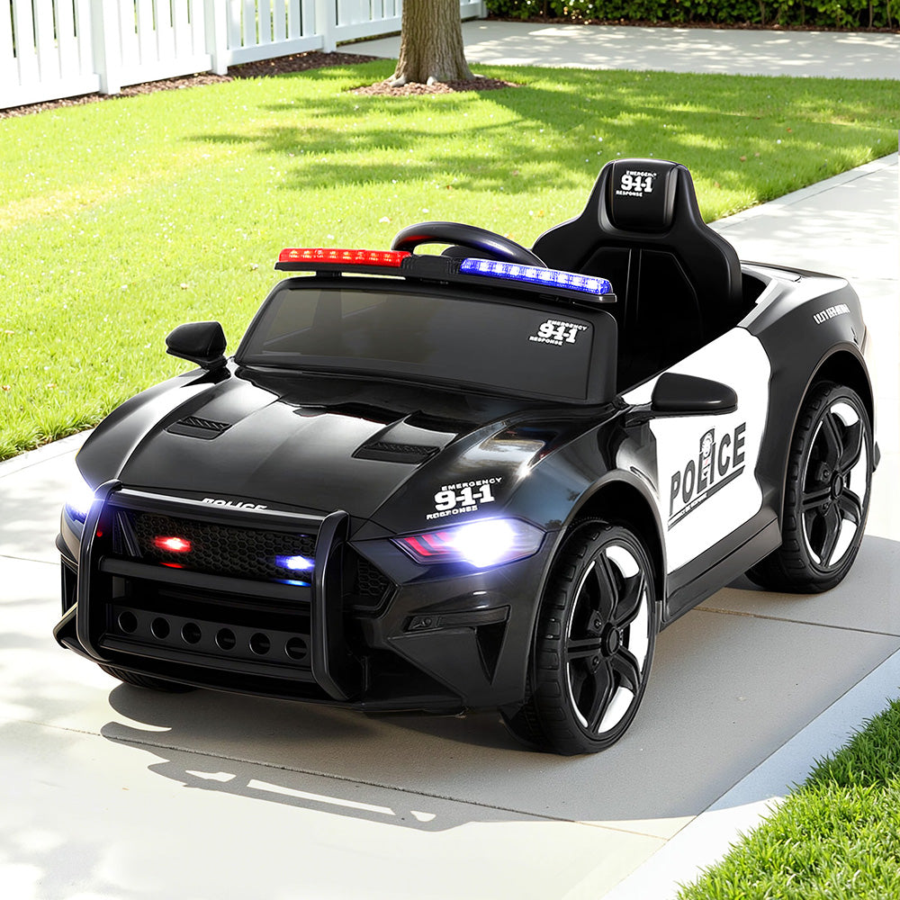 Rigo Kids Ride On Car - Patrulla eléctrica de policía, juguetes a batería de 12 V, color negro